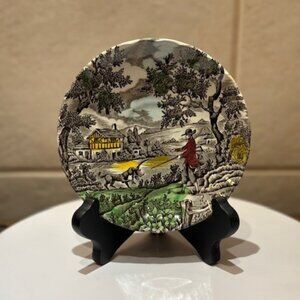 Vintage Plate The Hunter By Myott 6 3/4" Made In England Hand Engraved Set of 6